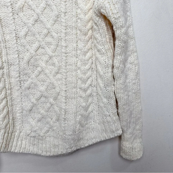 Banana Republic Womens Small Boat Neck Oversized Cable Ivory Wool Sweater - Picture 7 of 15